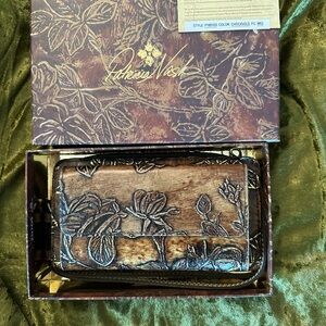 Patricia Nash Crossbody, Leather, Metallic Embossed, Great Fall Colors